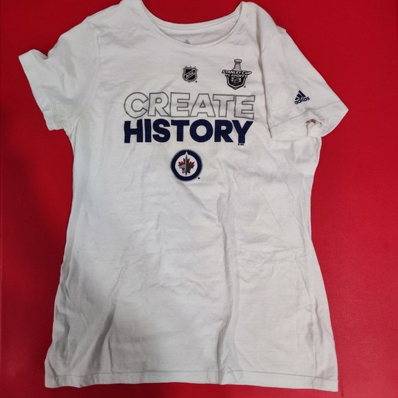 Adidas Winnipeg Jets Create History Stanley cup T-shirt white women's size XL - Picture 1 of 6